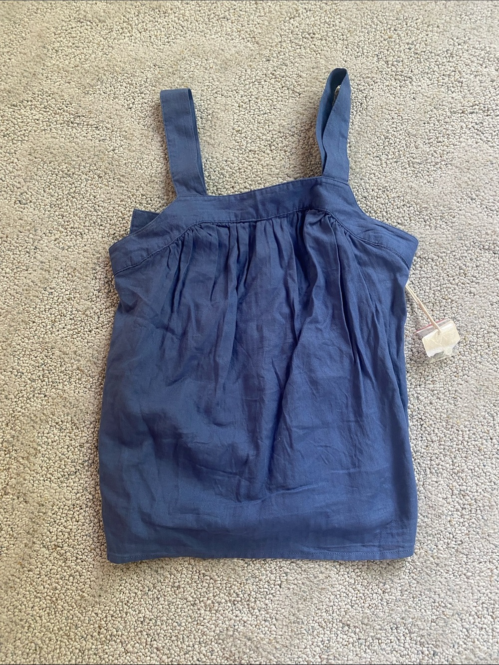 NWT a.n.a Navy Blue Linen-Blend Tank Top with Gathered Front